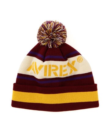 BONBON LOGO KNIT WATCH CAP / ボンボン ロゴ ニットワッチキャップ / AVIREX / アヴィレックス