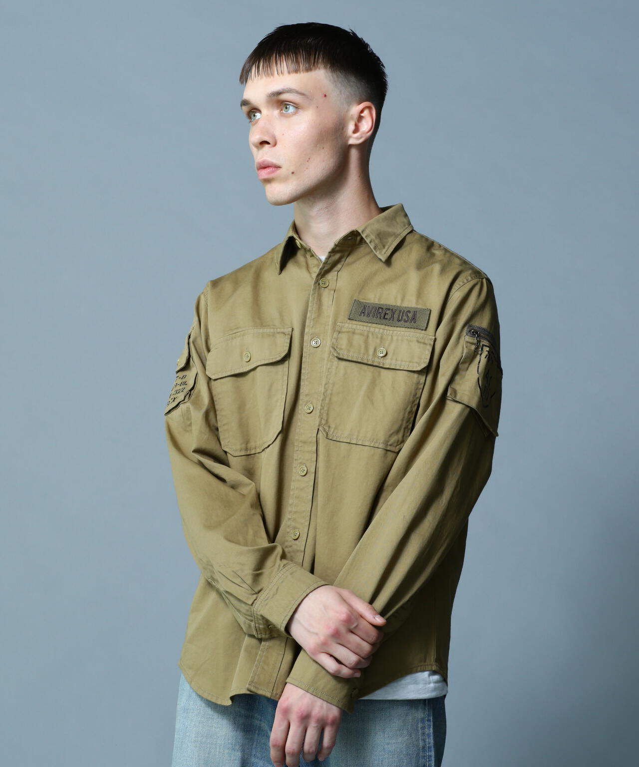 BASIC FATIGUE KHAKI L/S SHIRT/長袖 ファティーグ カーキ シャツ | AVIREX ( アヴィレックス ) | US  ONLINE STORE（US オンラインストア）