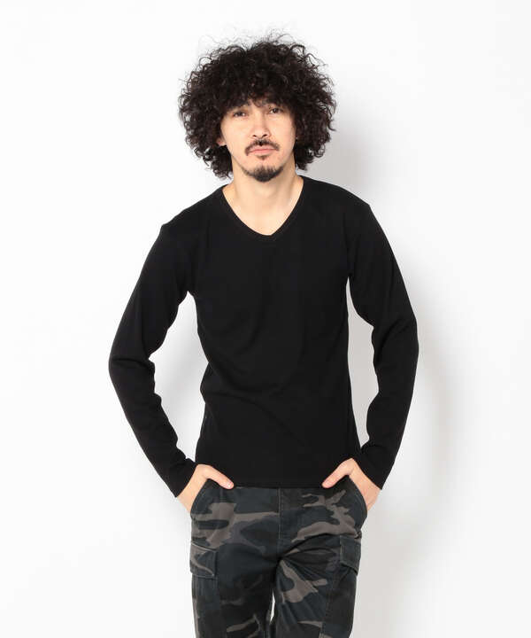 《DAILY》RIB L/S V-NECK T-SHIRT/リブ 長袖 ブイネック Tシャツ  デイリーウェア