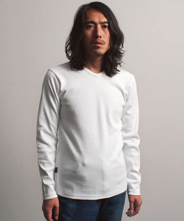 《DAILY》RIB L/S V-NECK T-SHIRT/リブ 長袖 ブイネック Tシャツ  デイリーウェア