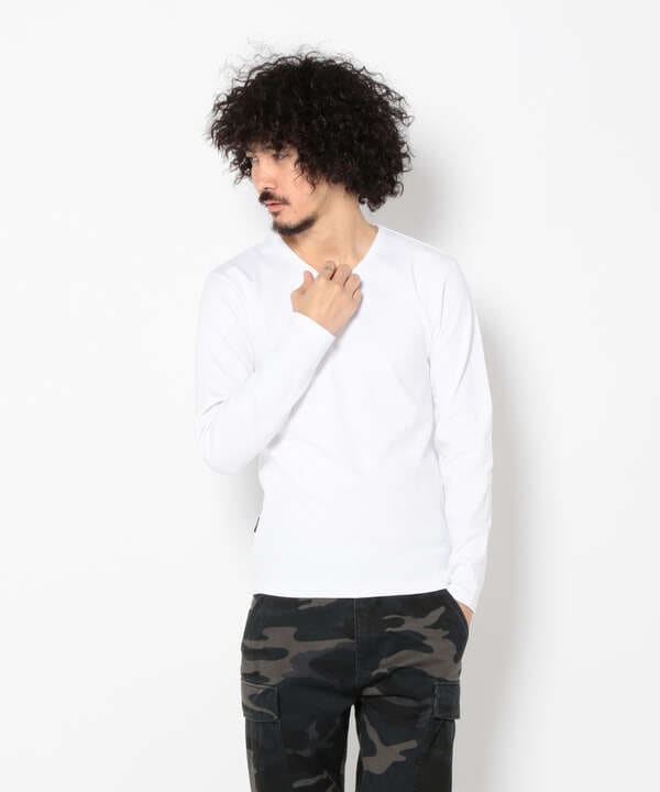 《DAILY》RIB L/S V-NECK T-SHIRT/リブ 長袖 ブイネック Tシャツ  デイリーウェア