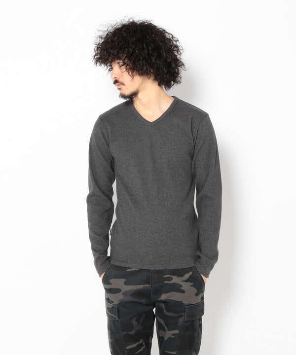 《DAILY》RIB L/S V-NECK T-SHIRT/リブ 長袖 ブイネック Tシャツ  デイリーウェア