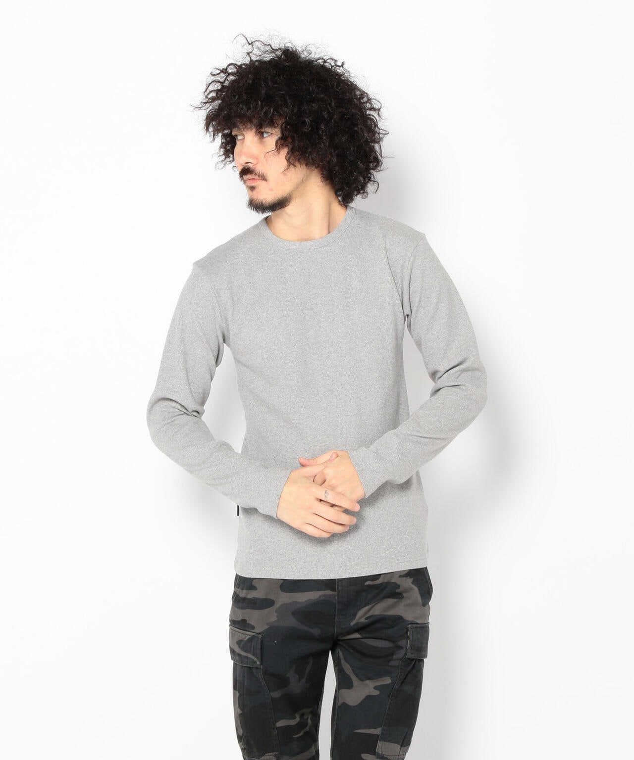 《DAILY/デイリー》RIB L/S CREW NECK T-SHIRT/リブ 長袖 クルーネック Tシャツ  デイリーウェア