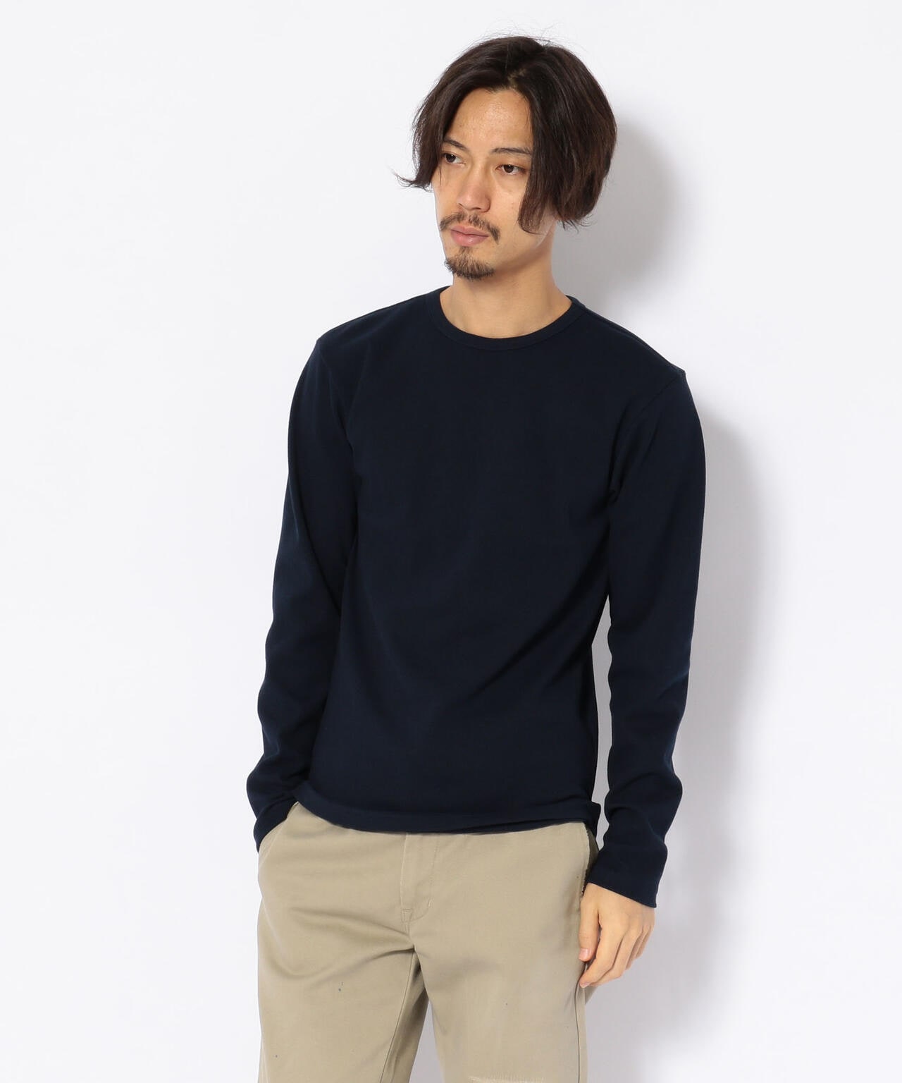 《DAILY/デイリー》RIB L/S CREW NECK T-SHIRT/リブ 長袖 クルーネック Tシャツ  デイリーウェア