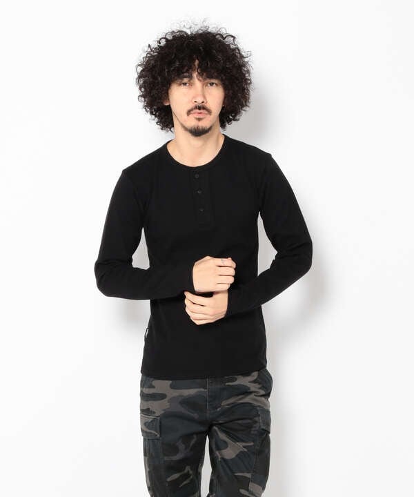 《DAILY/デイリー》RIB L/S HENLEY NECK T-SHIRT/リブ 長袖 ヘンリーネック Tシャツ  デイリーウェア