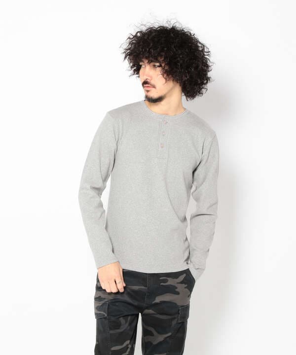 《DAILY/デイリー》RIB L/S HENLEY NECK T-SHIRT/リブ 長袖 ヘンリーネック Tシャツ  デイリーウェア