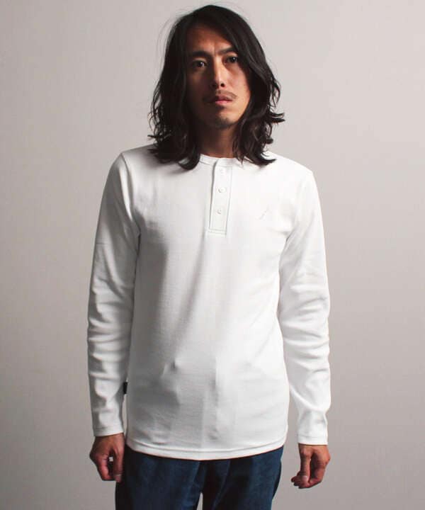 《DAILY/デイリー》RIB L/S HENLEY NECK T-SHIRT/リブ 長袖 ヘンリーネック Tシャツ  デイリーウェア