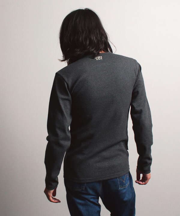 《DAILY/デイリー》RIB L/S HENLEY NECK T-SHIRT/リブ 長袖 ヘンリーネック Tシャツ  デイリーウェア