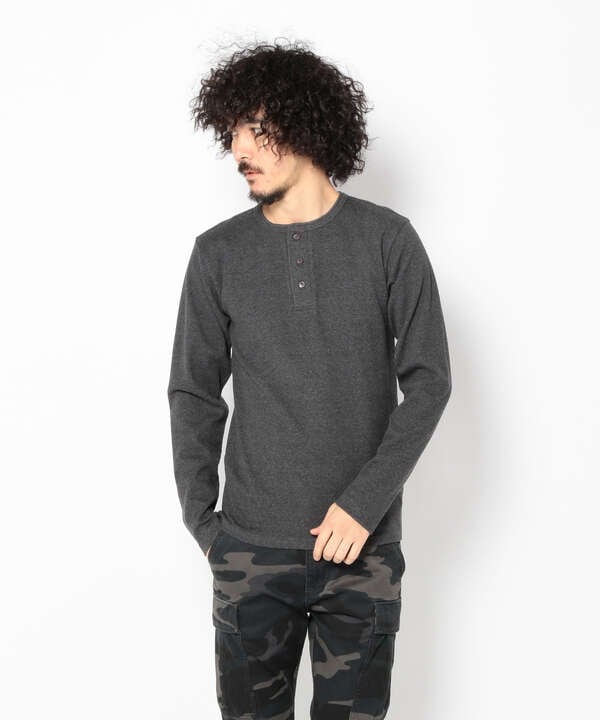 《DAILY/デイリー》RIB L/S HENLEY NECK T-SHIRT/リブ 長袖 ヘンリーネック Tシャツ  デイリーウェア