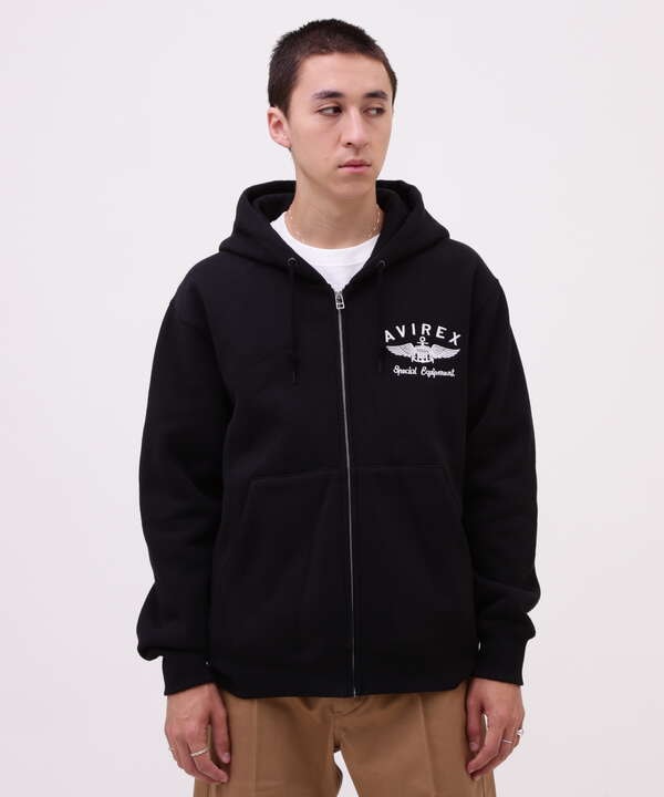 VARSITY LOGO SWEAT ZIP UP PARKA /バーシティ ロゴ スウェット ジップアップ パーカー