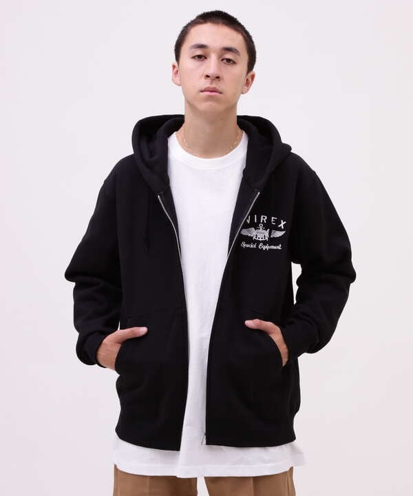 VARSITY LOGO SWEAT ZIP UP PARKA /バーシティ ロゴ スウェット ジップアップ パーカー