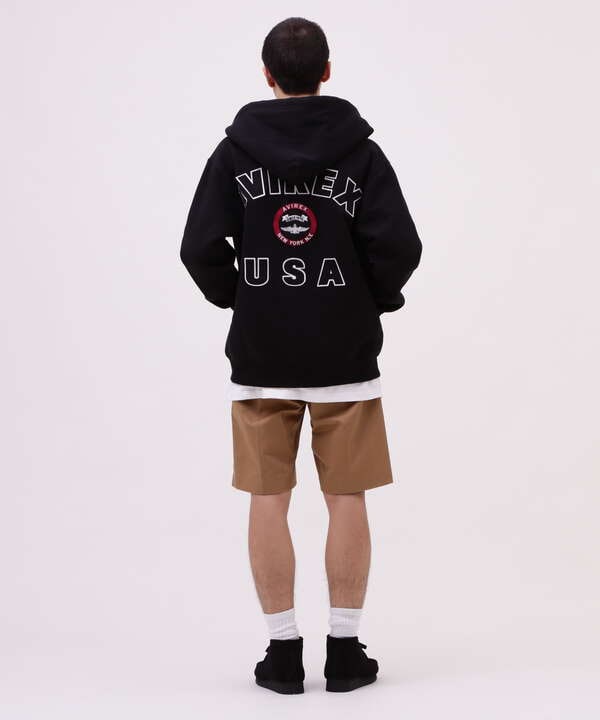 VARSITY LOGO SWEAT ZIP UP PARKA /バーシティ ロゴ スウェット ジップアップ パーカー