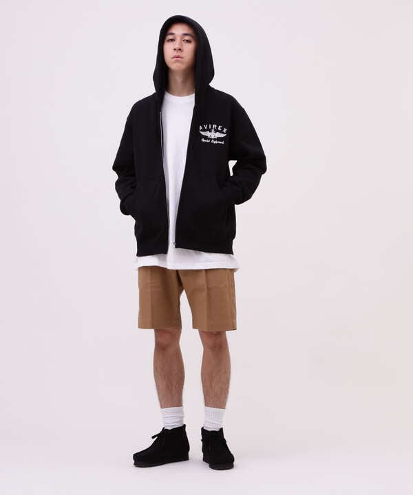 VARSITY LOGO SWEAT ZIP UP PARKA /バーシティ ロゴ スウェット ジップアップ パーカー