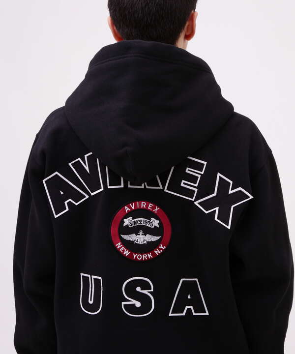 VARSITY LOGO SWEAT ZIP UP PARKA /バーシティ ロゴ スウェット ジップアップ パーカー