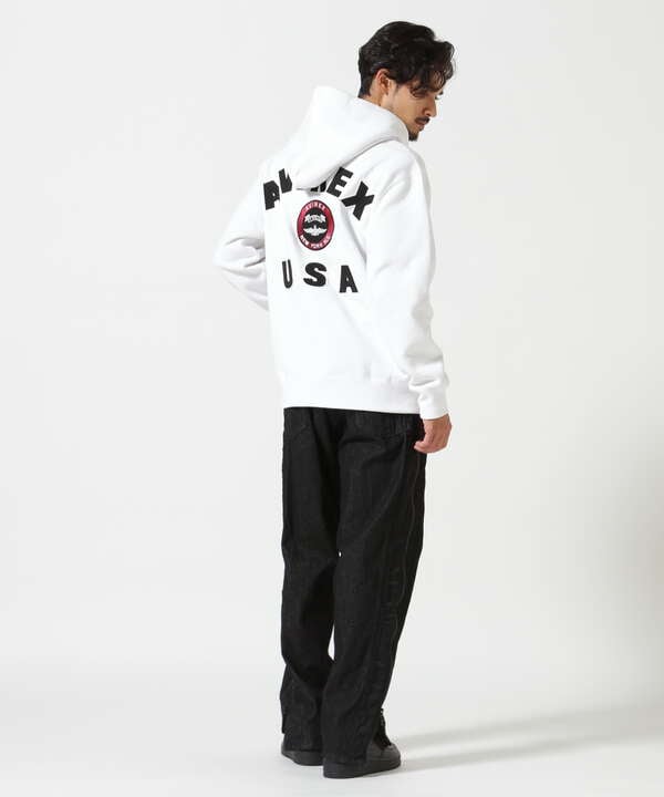 VARSITY LOGO SWEAT ZIP UP PARKA /バーシティ ロゴ スウェット ジップアップ パーカー