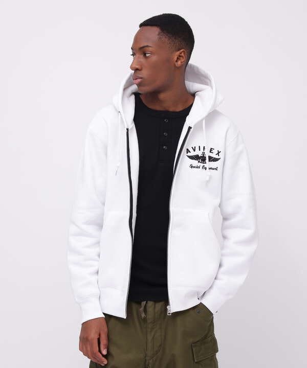 VARSITY LOGO SWEAT ZIP UP PARKA /バーシティ ロゴ スウェット ジップアップ パーカー