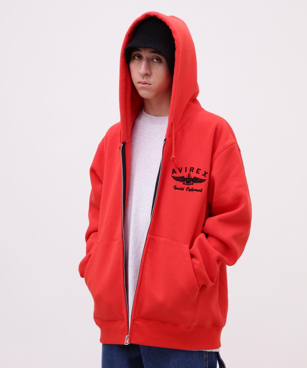 VARSITY LOGO SWEAT ZIP UP PARKA /バーシティ ロゴ スウェット ジップアップ パーカー | AVIREX (  アヴィレックス ) | US ONLINE STORE（US オンラインストア）