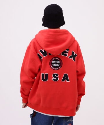 VARSITY LOGO SWEAT ZIP UP PARKA /バーシティ ロゴ スウェット ジップアップ パーカー