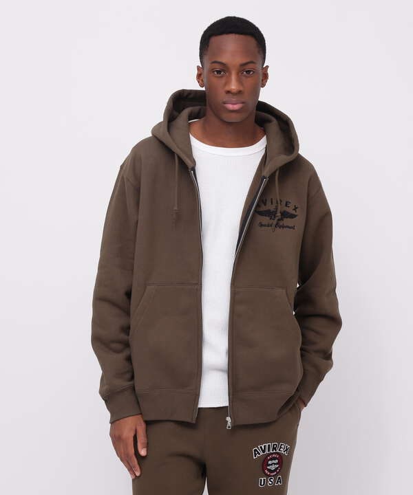 VARSITY LOGO SWEAT ZIP UP PARKA /バーシティ ロゴ スウェット ジップアップ パーカー