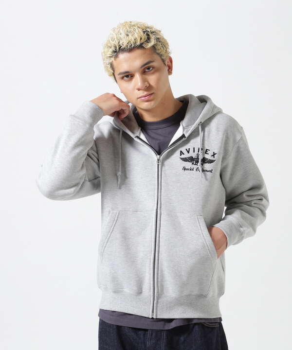 VARSITY LOGO SWEAT ZIP UP PARKA /バーシティ ロゴ スウェット ジップアップ パーカー