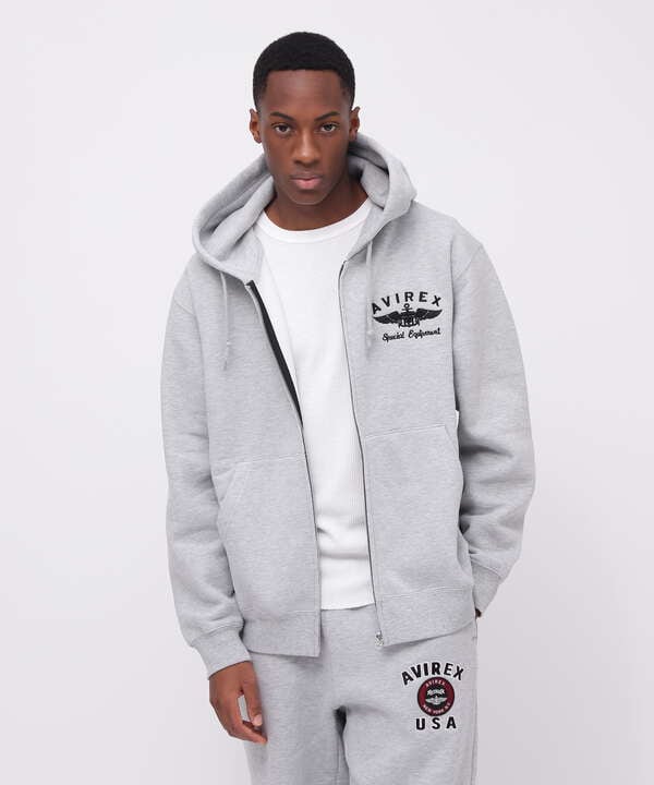 VARSITY LOGO SWEAT ZIP UP PARKA /バーシティ ロゴ スウェット ジップアップ パーカー