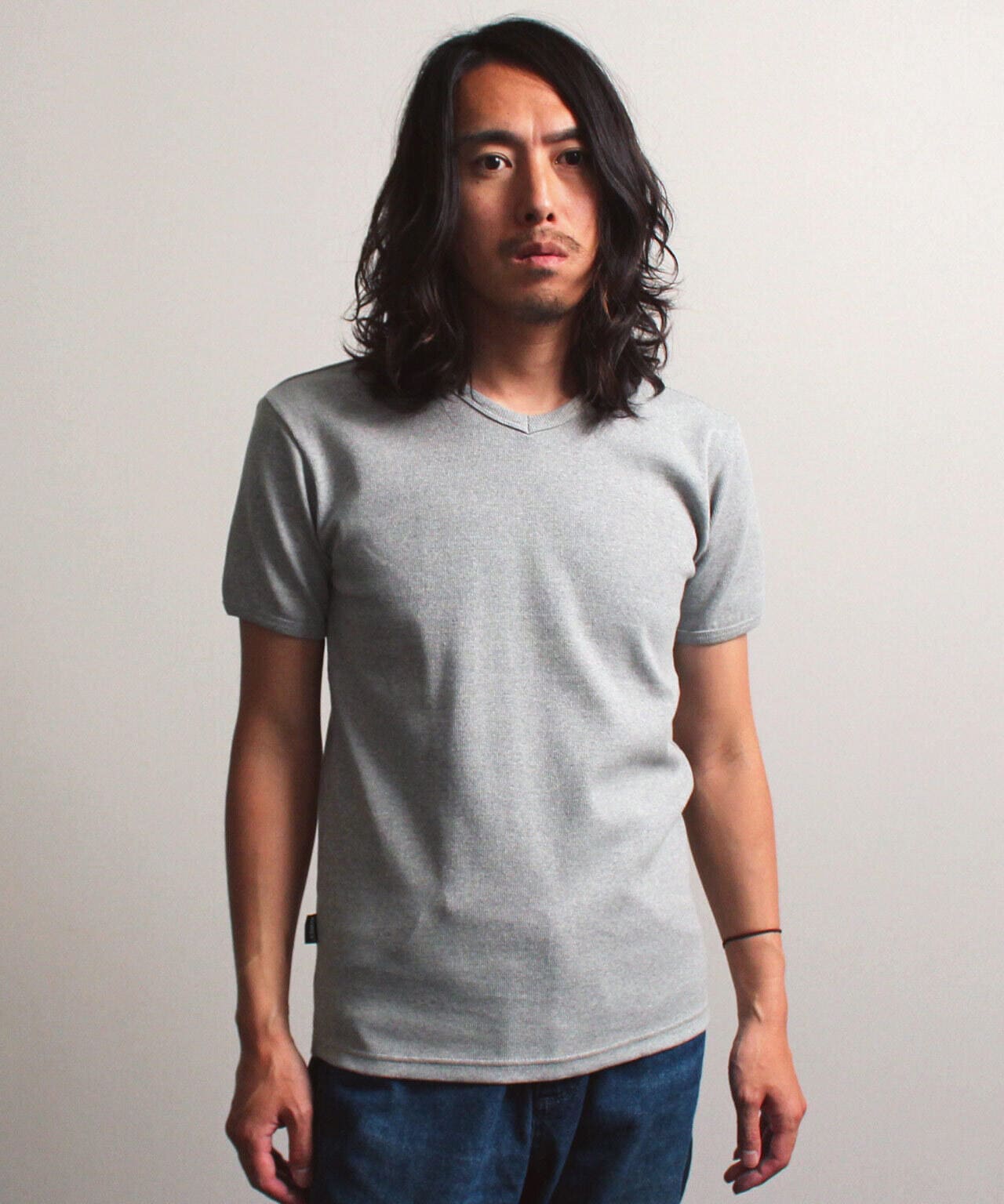 《DAILY/デイリー》RIB S/S V-NECK T-SHIRT/リブ 半袖 ブイネック Tシャツ  デイリーウェア