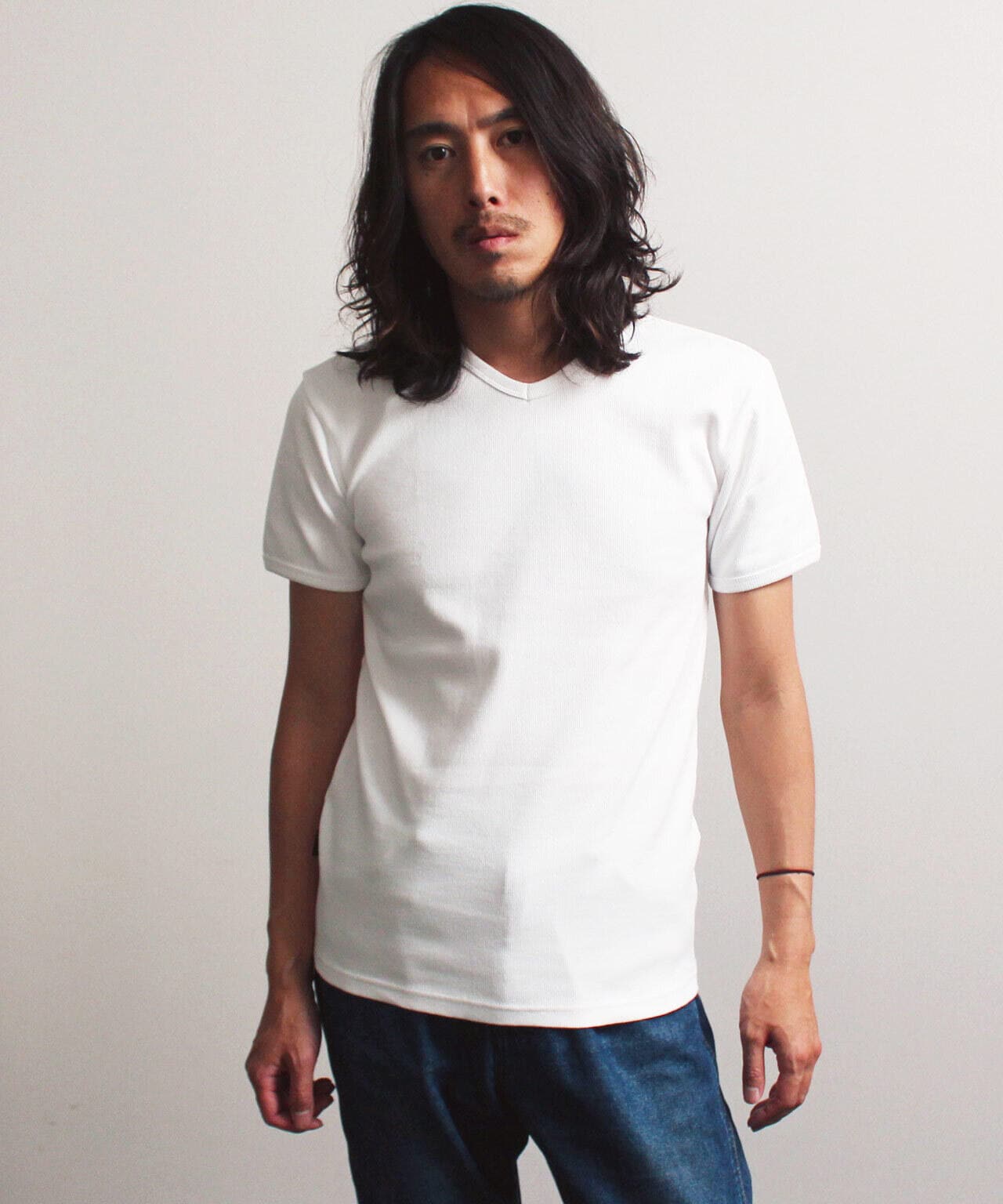 《DAILY/デイリー》RIB S/S V-NECK T-SHIRT/リブ 半袖 ブイネック Tシャツ  デイリーウェア