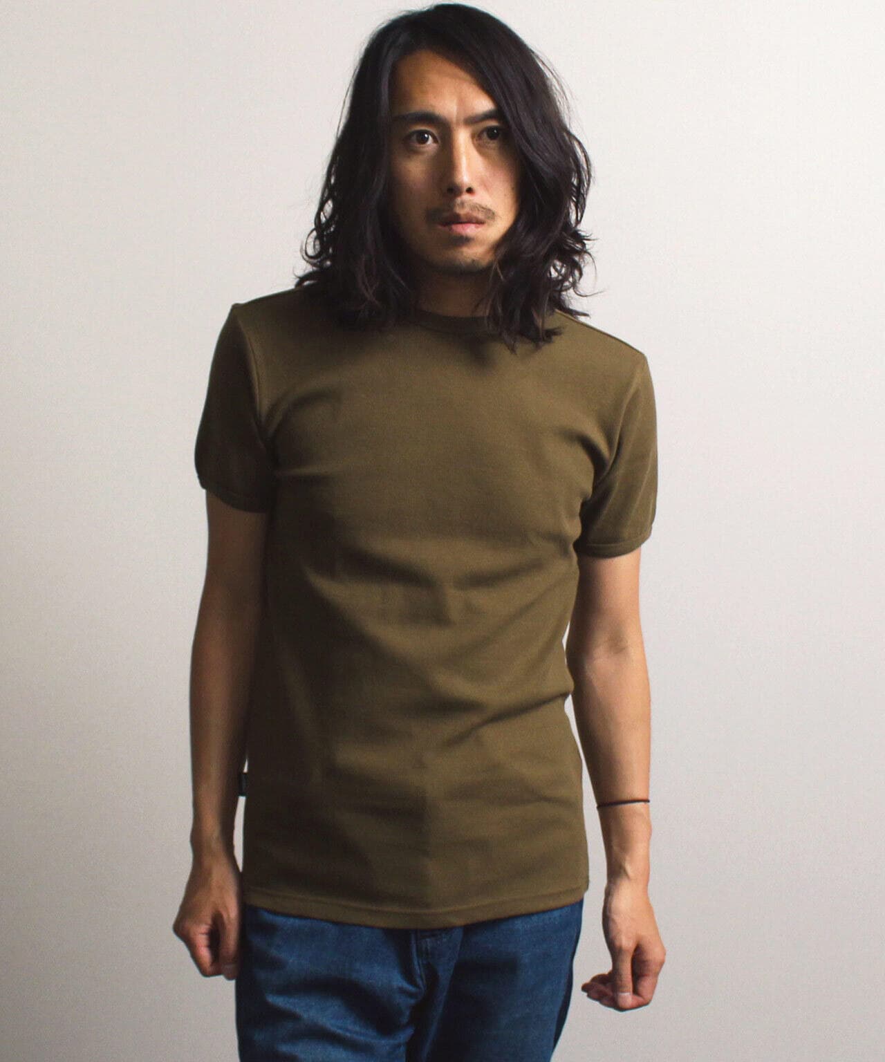 DAILY》RIB S/S V-NECK T-SHIRT/リブ 半袖 ブイネック Tシャツ