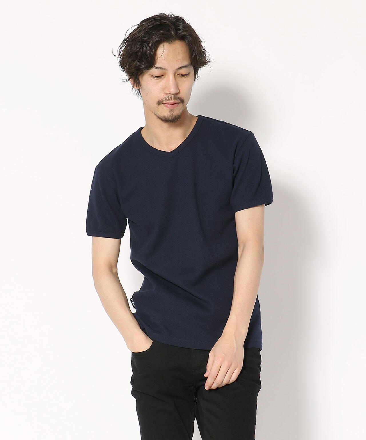 《DAILY/デイリー》RIB S/S V-NECK T-SHIRT/リブ 半袖 ブイネック Tシャツ  デイリーウェア