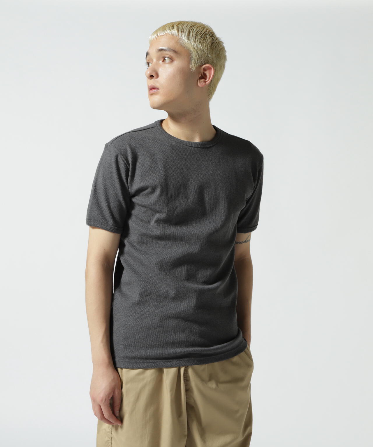 《DAILY/デイリー》RIB S/S CREW NECK T-SHIRT/リブ 半袖 クルーネック Tシャツ  デイリーウェア