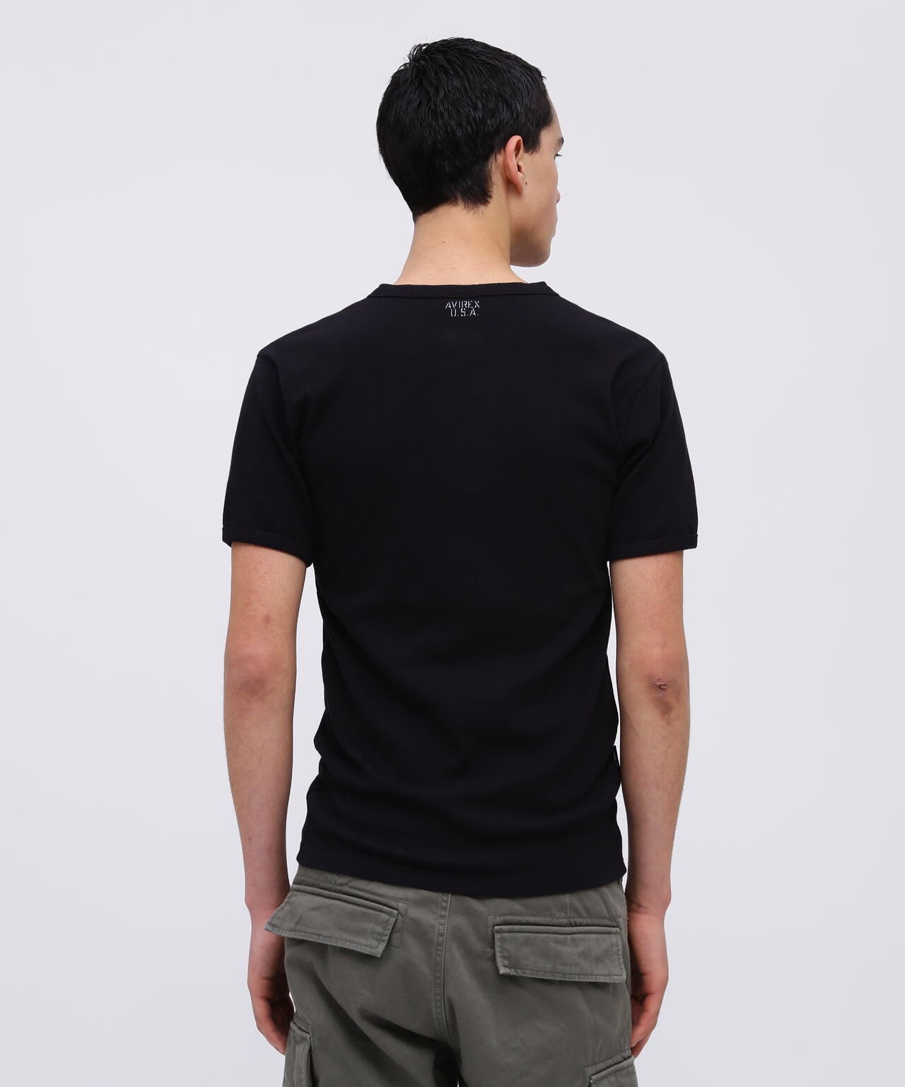 《DAILY/デイリー》RIB S/S HENLEY NECK T-SHIRT/リブ 半袖 ヘンリーネック Tシャツ  デイリーウェア