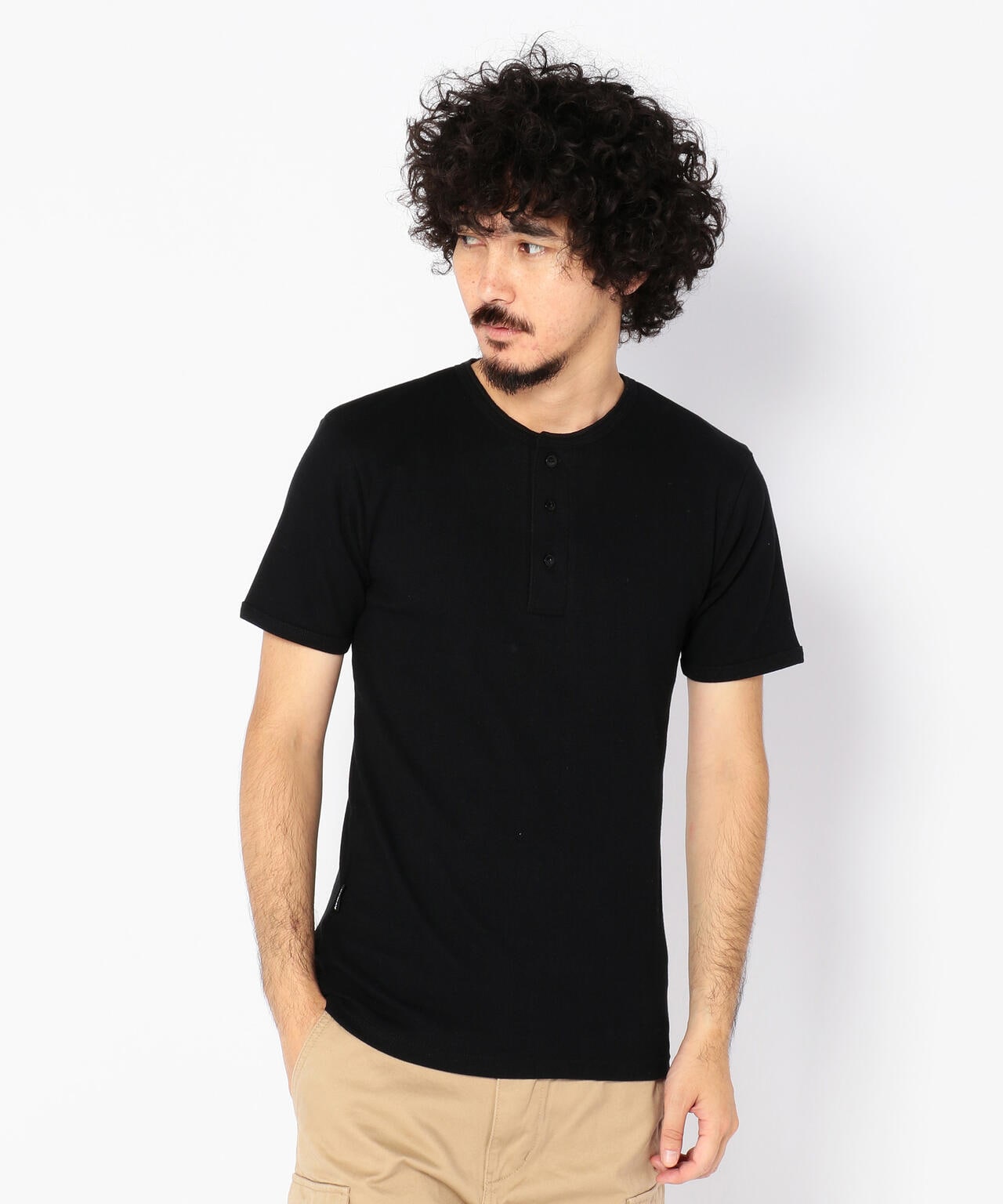 《DAILY/デイリー》RIB S/S HENLEY NECK T-SHIRT/リブ 半袖 ヘンリーネック Tシャツ  デイリーウェア