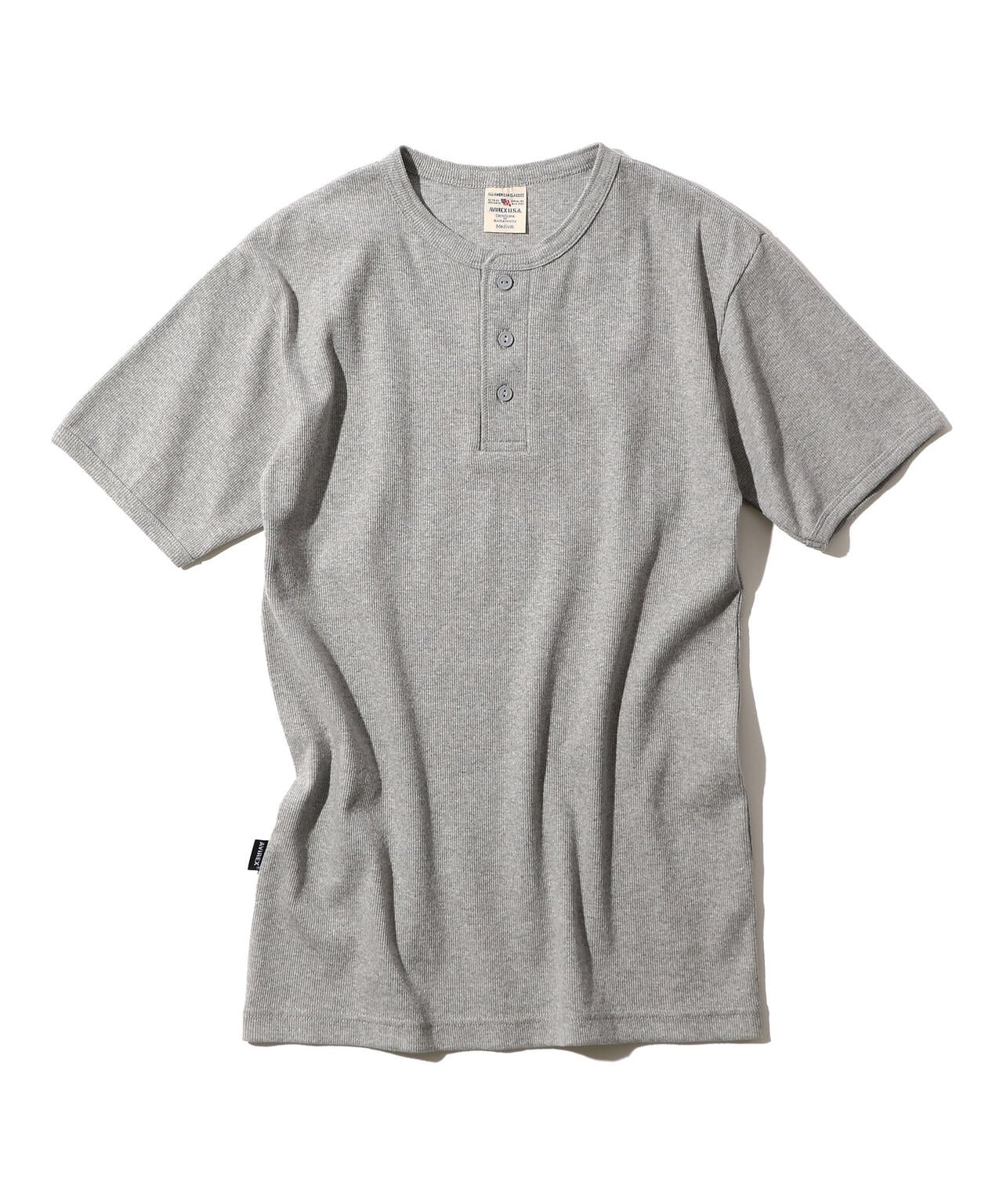 《DAILY/デイリー》RIB S/S HENLEY NECK T-SHIRT/リブ 半袖 ヘンリーネック Tシャツ  デイリーウェア