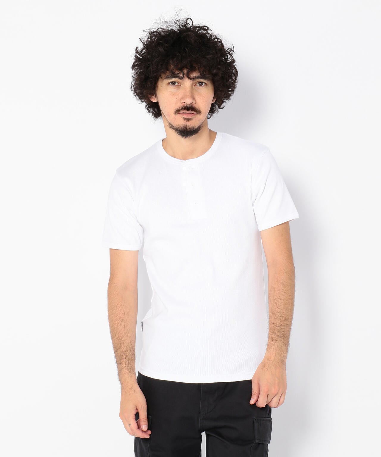 《DAILY/デイリー》RIB S/S HENLEY NECK T-SHIRT/リブ 半袖 ヘンリーネック Tシャツ  デイリーウェア