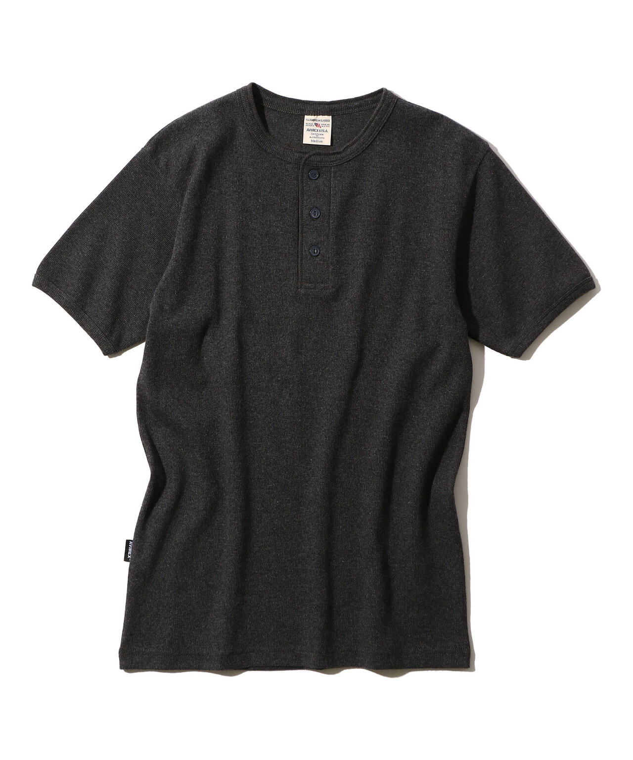 《DAILY/デイリー》RIB S/S HENLEY NECK T-SHIRT/リブ 半袖 ヘンリーネック Tシャツ  デイリーウェア