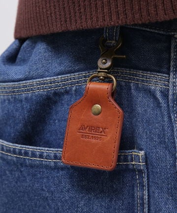 AVIREX KEY HOLDER EMBOSSED LEATHER / アヴィレックス キーホルダー エンボス レザー