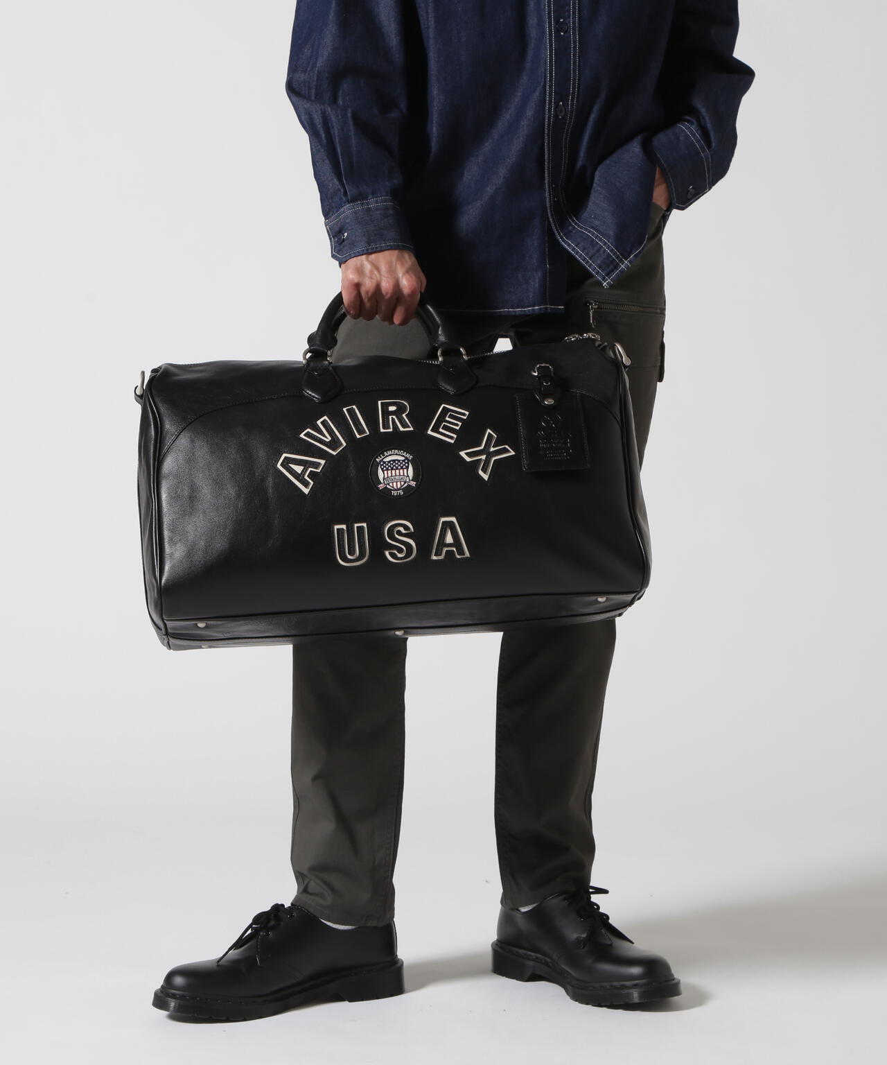 《直営店別注》VARSITY LEATHER DUFFLE BAG / バーシティレザー　ダッフル バッグ