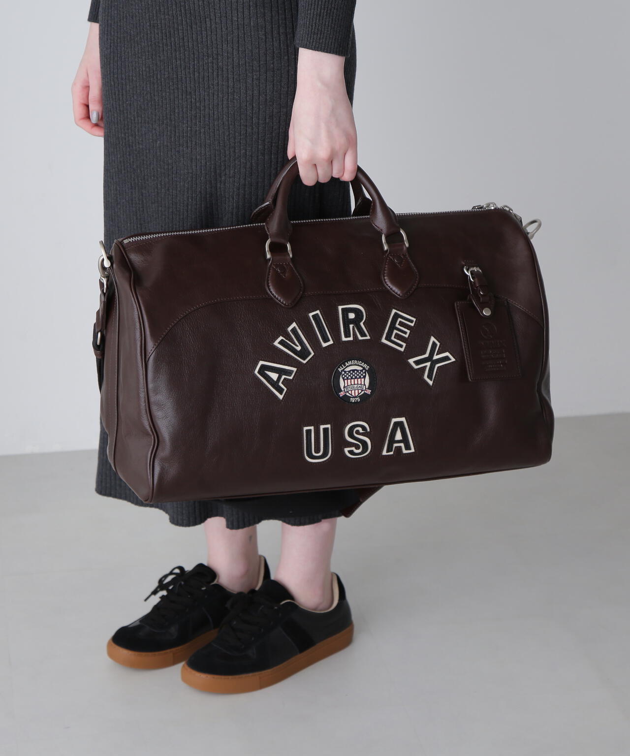 《直営店別注》VARSITY LEATHER DUFFLE BAG / バーシティレザー　ダッフル バッグ