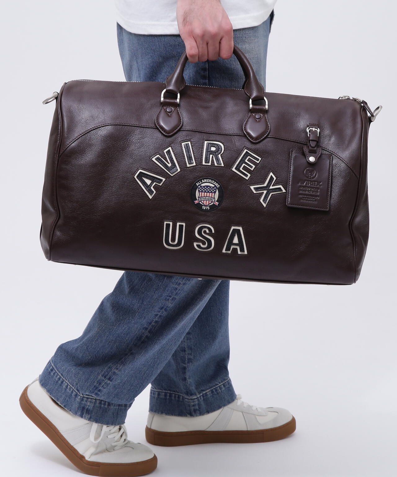 《直営店別注》VARSITY LEATHER DUFFLE BAG / バーシティレザー　ダッフル バッグ