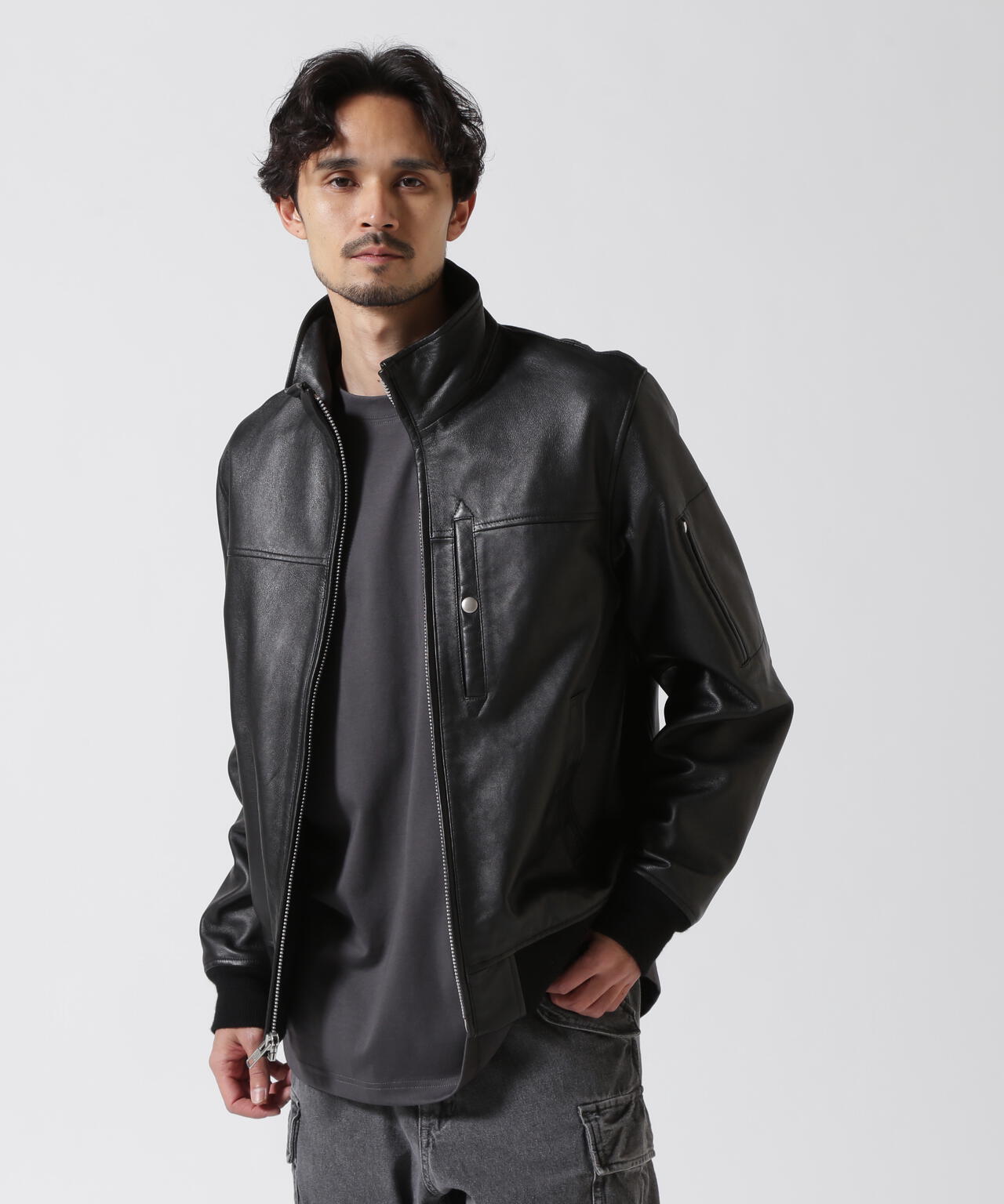 STAND LEATHER MA-1 MOD JACKET / スタンド レザー MA-1 | AVIREX ( アヴィレックス ) | US  ONLINE STORE（US オンラインストア）