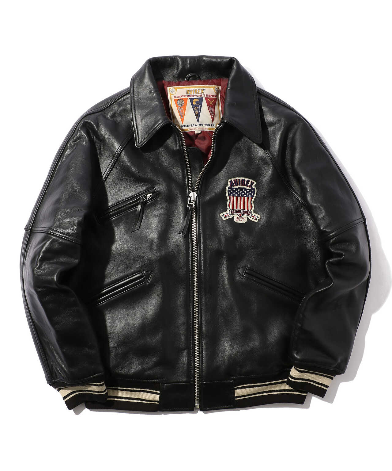 アビレックス レザー ジャケット avirex varsity - レザージャケット