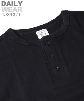 《DAILY》RIB L/S HENLEY NECK T-SHIRT/リブ 長袖 ヘンリーネック Tシャツ  デイリーウェア