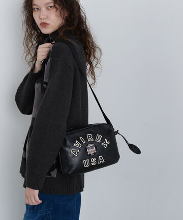 VARSITY LEATHER BOX SHOULDER BAG/バーシティーレザー ボックスショルダーバッグ