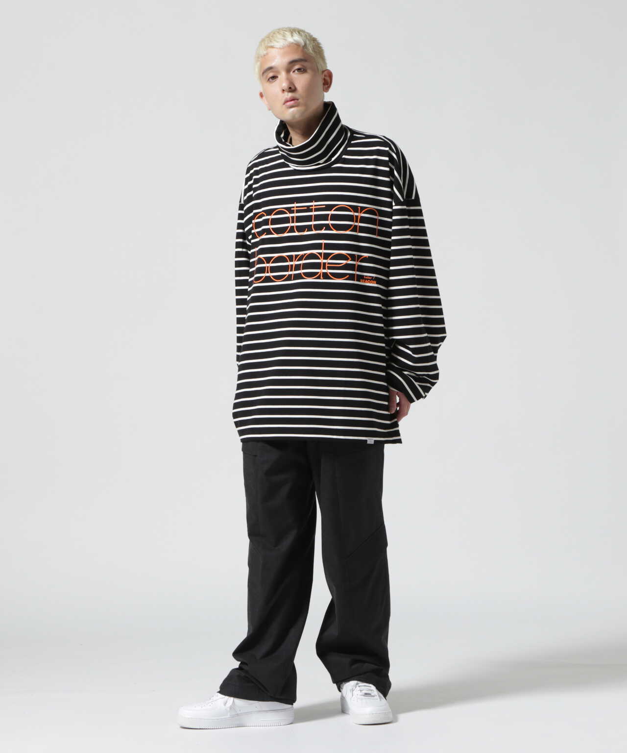 Kolor BEACON/カラービーコン/Hi Neck Border Long Sleeve Tee 