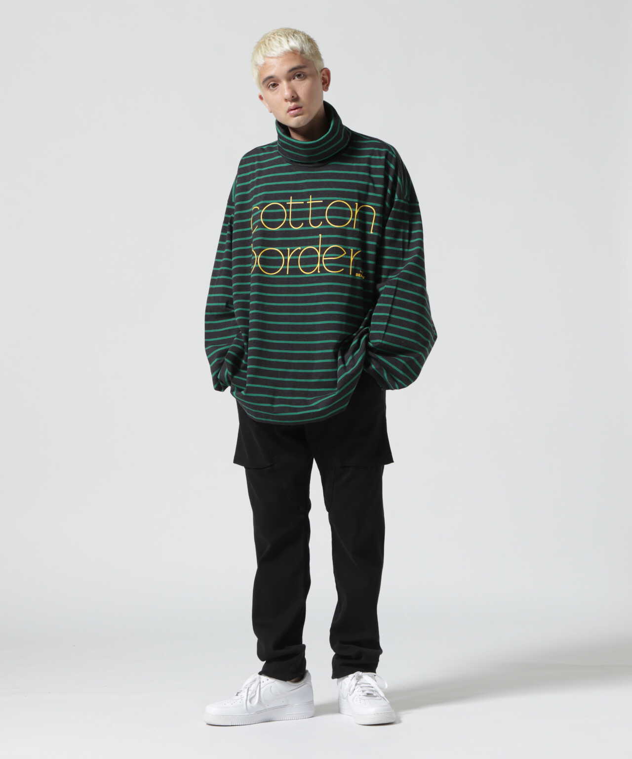 Kolor BEACON/カラービーコン/Hi Neck Border Long Sleeve Tee