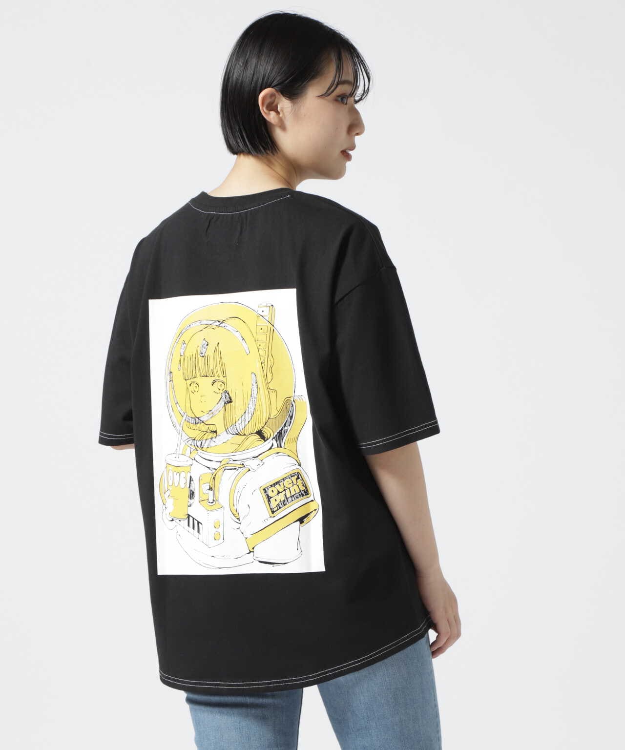 XL！ OVERPRINT ビッグプリント デザイン Tシャツ オーバープリント