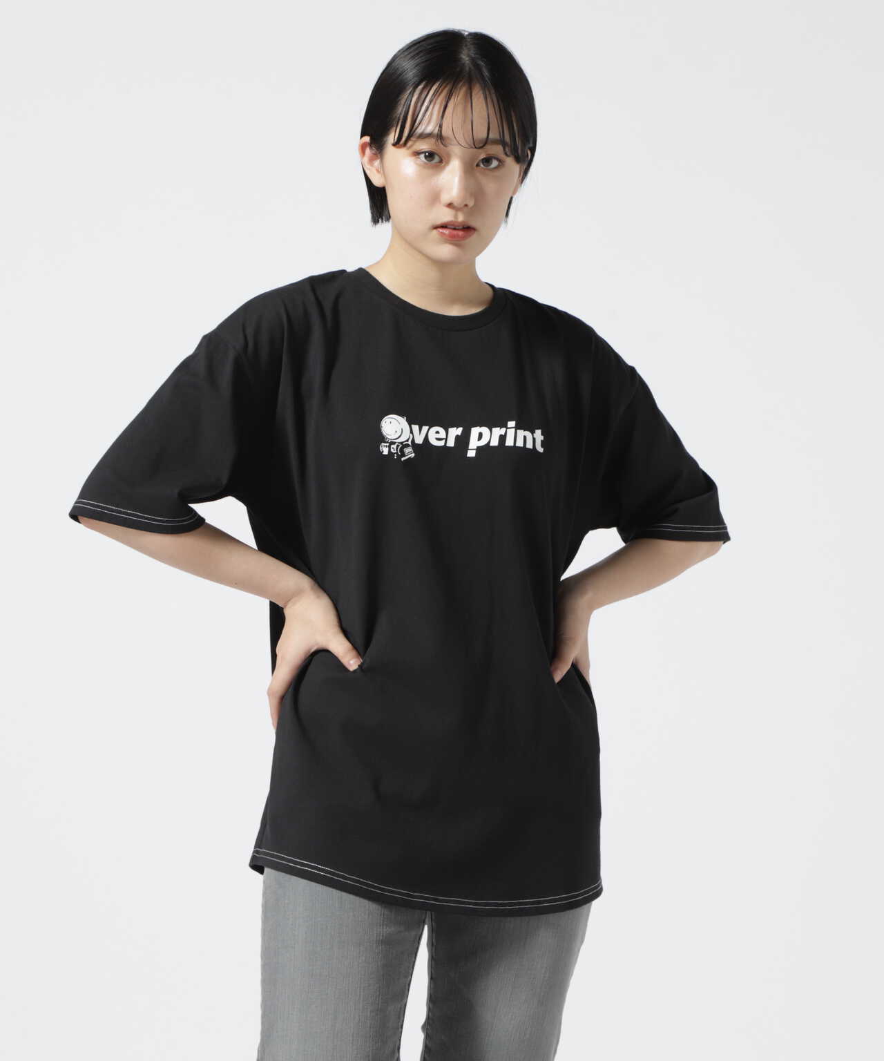 OVER PRINT(オーバープリント)/ EYES EMB sweatshirts like LS TEE