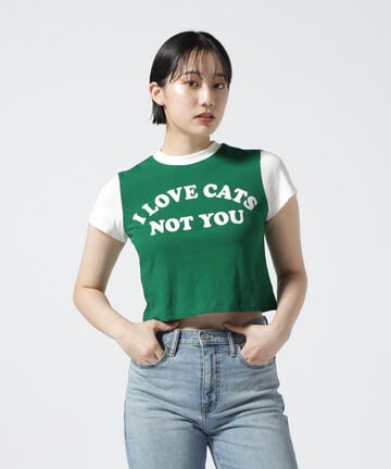 ITZAVIBE/イッザバイブ/I LOVE CATS NOT YOU レタリングTシャツ