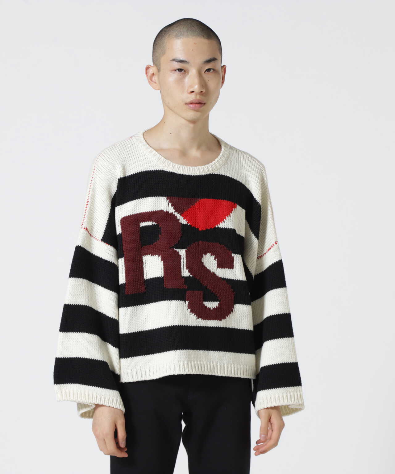 RAFSIMONS/ラフシモンズ/Loose Fit Cropped Jacquard RS Knit 