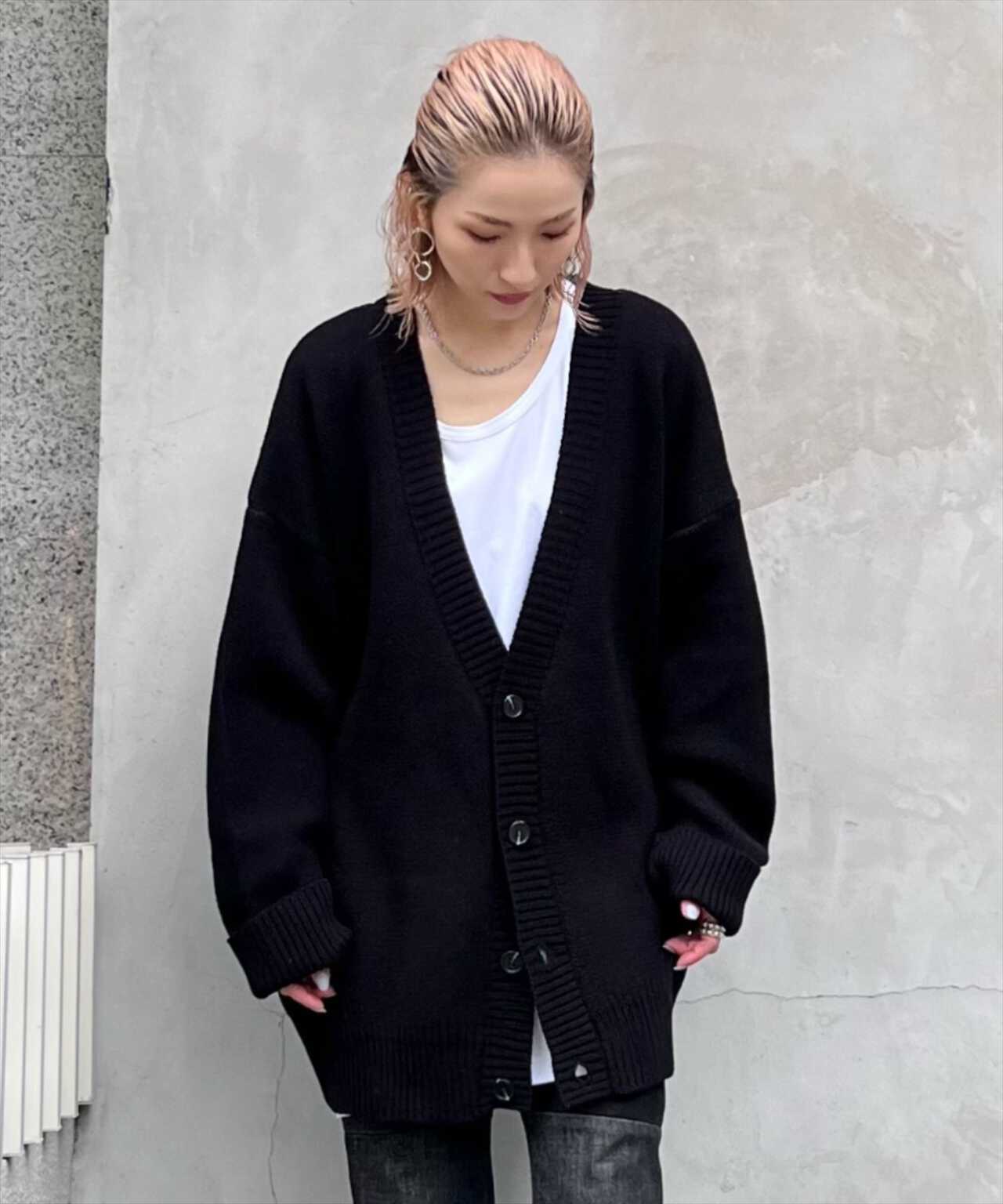 WHITELAND/ホワイトランド/LINE LOGO CARDIGAN/ラインロゴカーディガン 